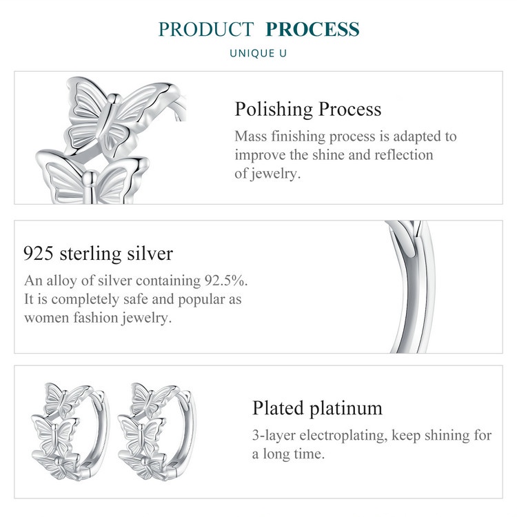 Bamoer Bông Tai Mạ Bạc 925 Hình Bướm Thời Trang Cho Nữ