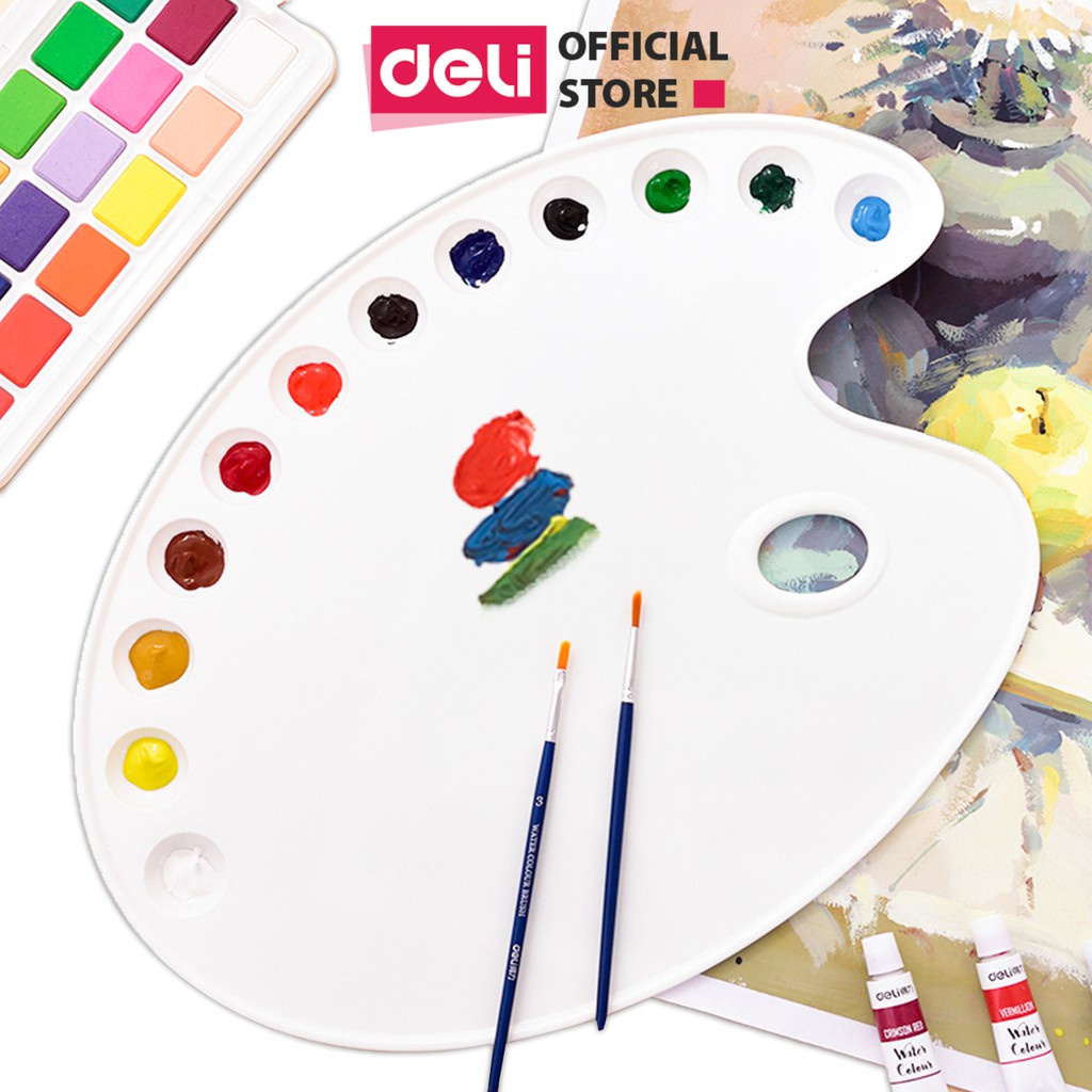 Khay pha màu Deli 3 / 12 ngăn - có lỗ cầm tay - 1 khay - 68301 / 68300