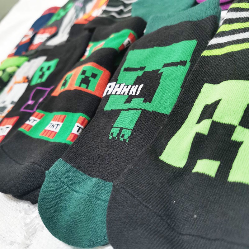 Set 5 Đôi Tất Cotton Hoạ Tiết Minecraft Cho Bé