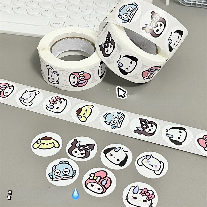 SANRIO Bộ 500 Miếng Dán Hoạt Hình Kuromi Kawaii Dễ Thương Trang Trí Gói Quà