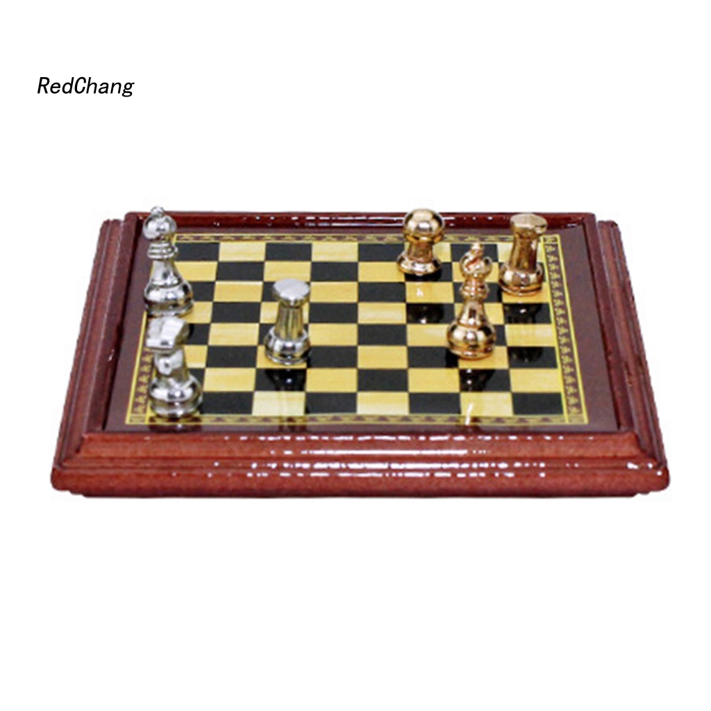 Bộ Cờ Vua Mini Bằng Hợp Kim Tỉ Lệ 1: 12 Dùng Trang Trí Nhà Búp Bê