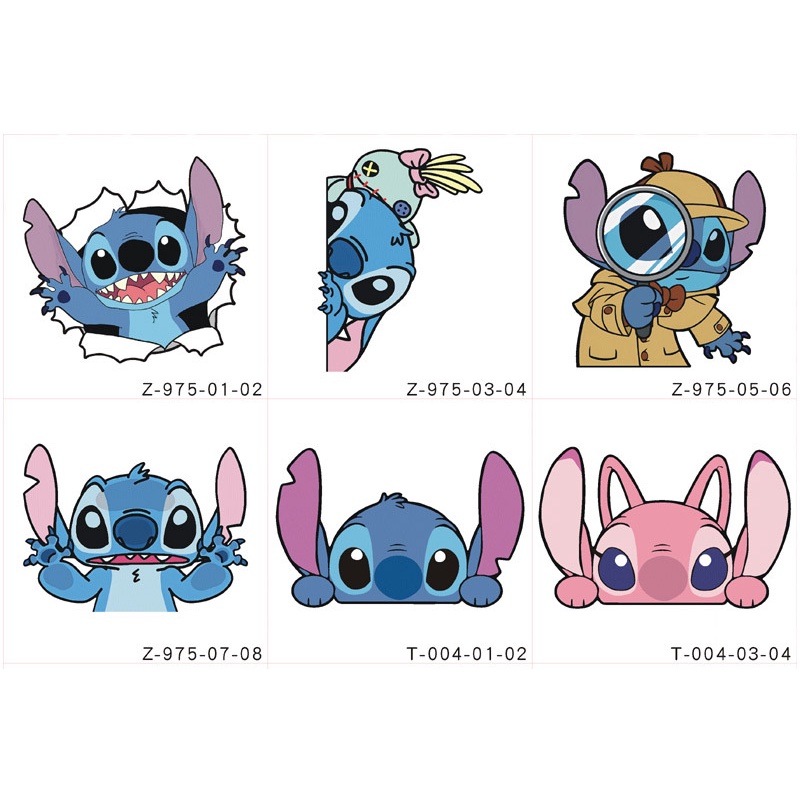 Hot! Mới! Nhãn Dán Trang Trí Xe Hơi / Mũ Bảo Hiểm Chống Thấm Nước Hình Thám Tử stitch Dễ Thương