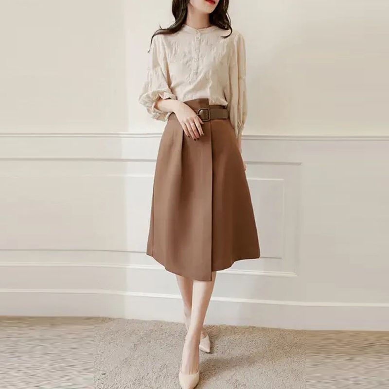 Bộ Áo Sơ Mi Phối Chân Váy Kiểu Pháp Thời Trang Mùa Thu 2023 Mới