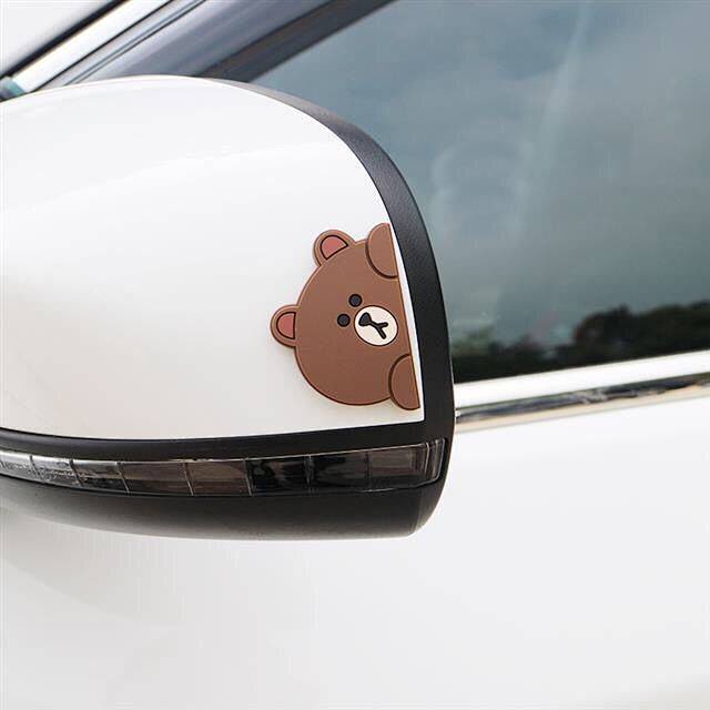 Miếng sticker hoạt hình dán cửa xe ô tô / kính chiếu hậu chống va chạm đa năng xinh xắn