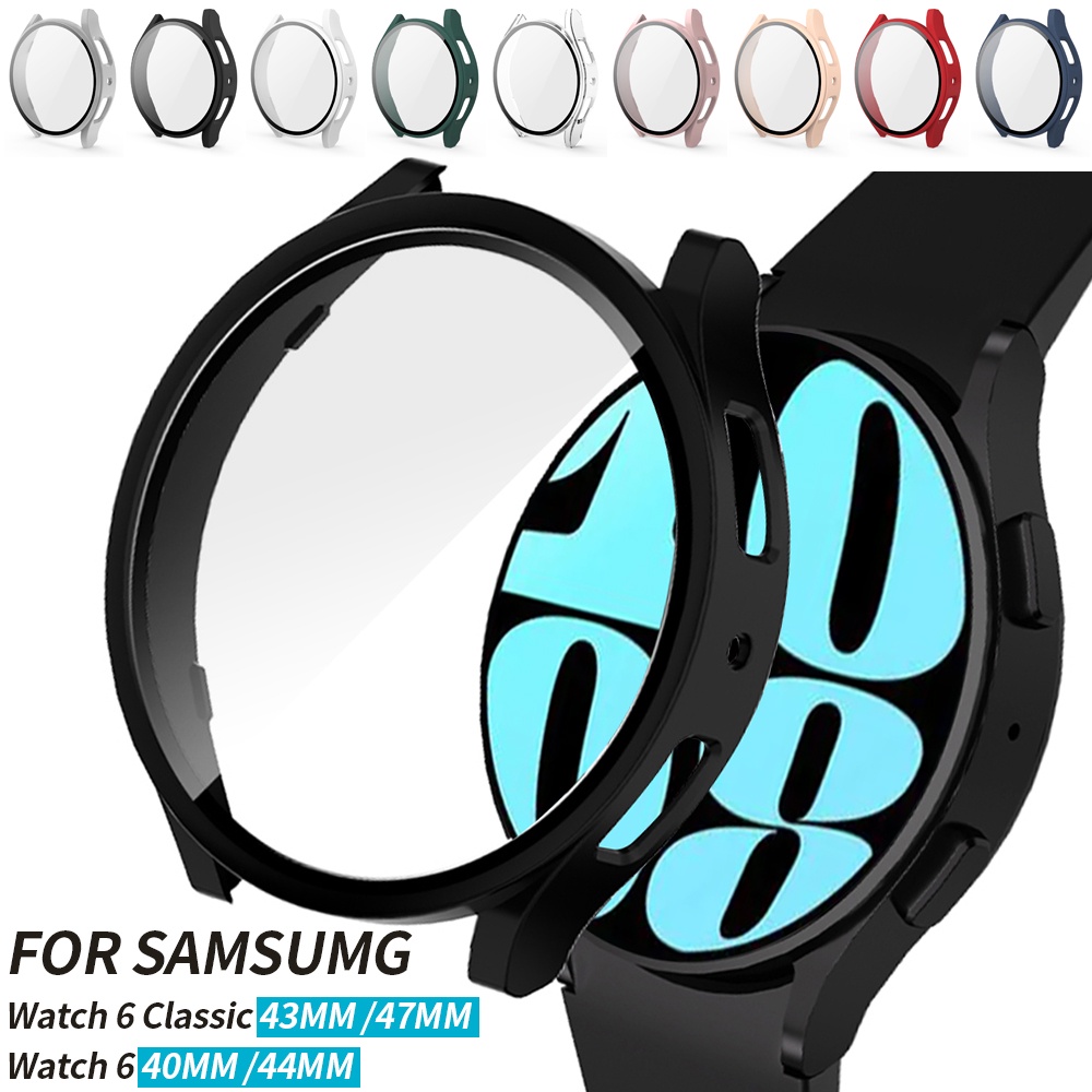 Ốp Bảo Vệ Bằng PC Cứng + Kính Cường Lực Dành Cho Đồng Hồ Samsung Galaxy Watch 6 40mm 44mm 6 Classic 47mm 43mm
