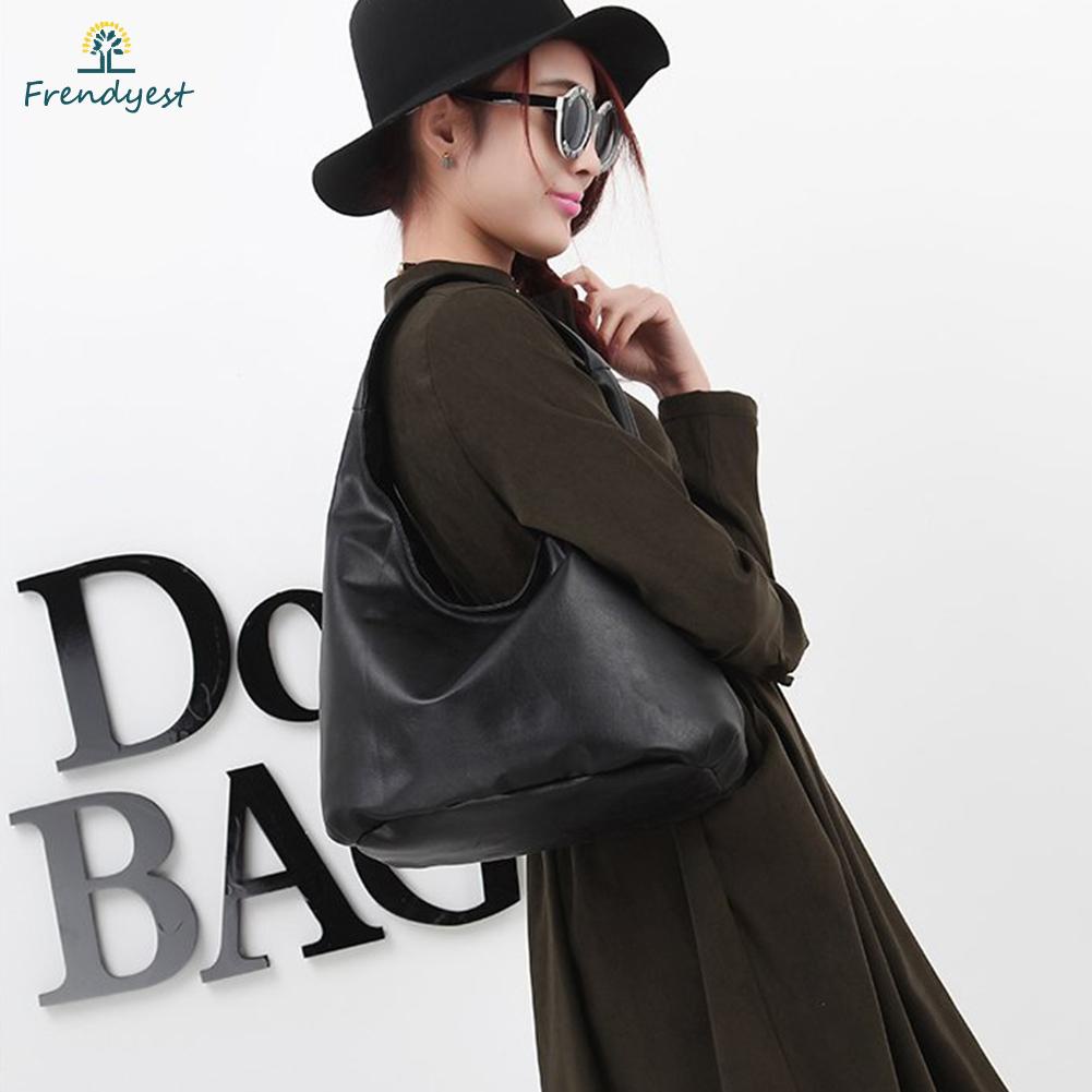 Túi Xách Da Cỡ Lớn Màu Trơn Phong Cách Vintage Cho Nữ