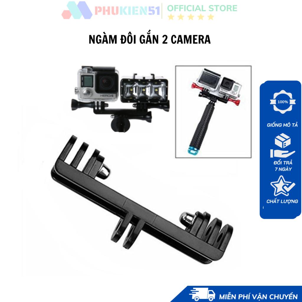 Mount đôi gắn 2 camera cho GoPro, Actioncam lên gậy tripod