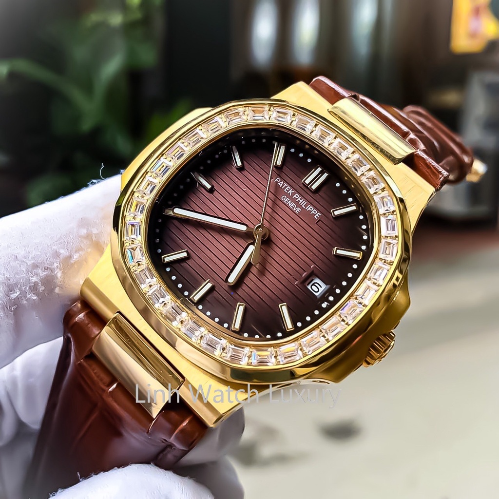 Đồng Hồ Nam Patek_Phi.lippe. 5711 Viền Đá CZ, Máy Cơ Automatic cao cấp
