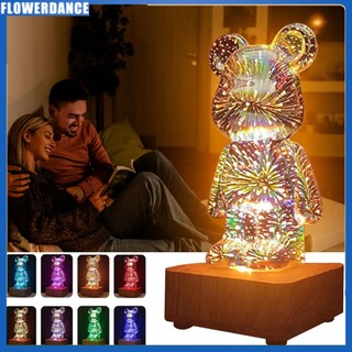 3d led tặng ánh sáng ấm áp 3d pháo hoa gấu phòng ngủ đèn bàn usb quà tặng sinh nhật trang trí giáng sinh hiện hoa