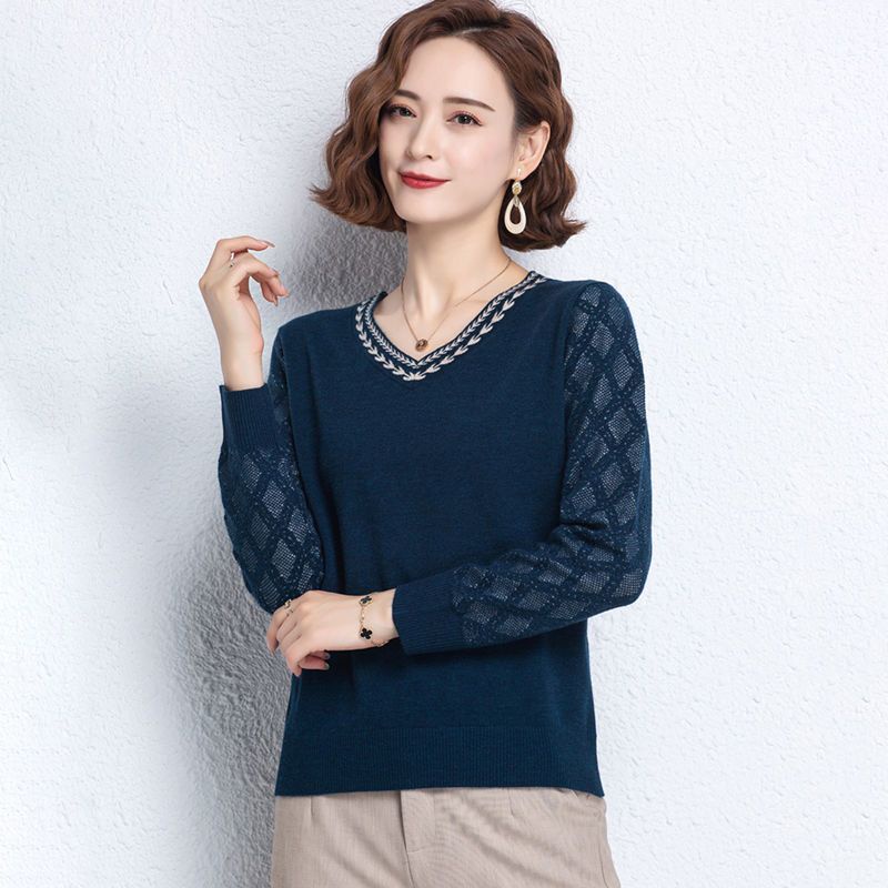 Áo Sweater Dệt Kim Tay Dài Cổ Chữ v Thời Trang Dành Cho Nữ