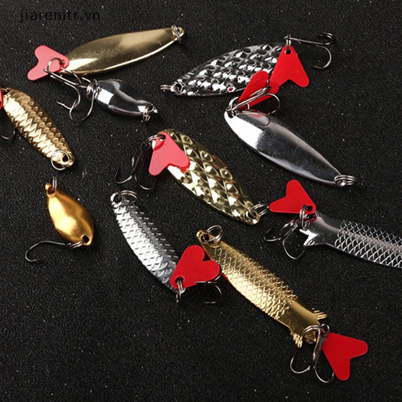 Ji 10 cái câu cá thìa kim loại lure kit bộ vàng bạc mồi sequins spinner lure vn