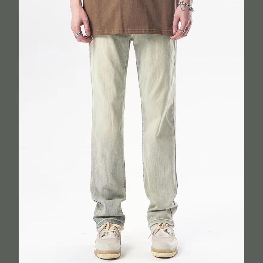 Quần Jean Dài Dáng Suông Ống Rộng Màu Vàng Bùn Phong Cách Đường Phố Mỹ Thời Trang Mùa Hè Cho Nam Và Nữ