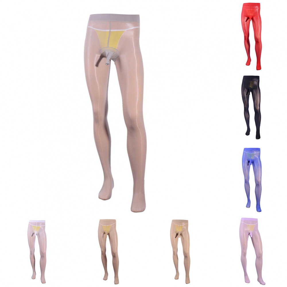 Plus size men sexy pantyhose ultra-thin sheer shiny stockings tights underwear