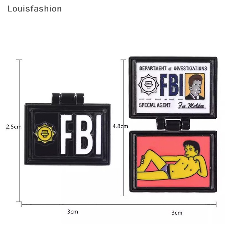 Louisfashion fbi brooch danh thiếp đặc vụ i simpson spille x-lime fbi fox mulder id card men huy hiệu áo khoác pin punk quà tặng trang sức yth