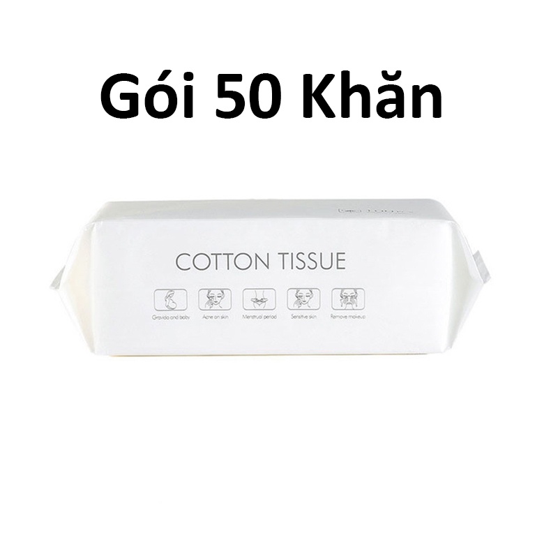 Khăn Giấy Khô Cotton 100% Sợi Bông Tự Nhiên Gói 100 Khăn