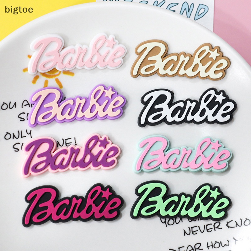 Bigtoe 5 cái barbie thư tiếng anh pvc điện thoại di động vỏ hộp túi tủ lạnh trang trí phụ kiện lỗ khóa giày 4,5 cm cô gái diy toy boutique