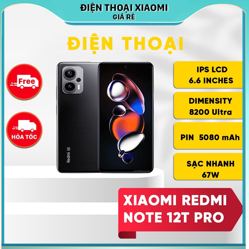 Điện thoại Xiaomi Redmi Note 12T Pro 5G (BH Lỗi 1 Đổi 1) - Dimensity 8200 Ultra