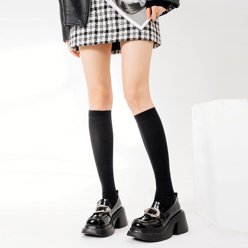 Loafer nữ Giày Da Đế Dày Mũi Tròn Thời Trang Mùa Thu 2023 Cho Nữ