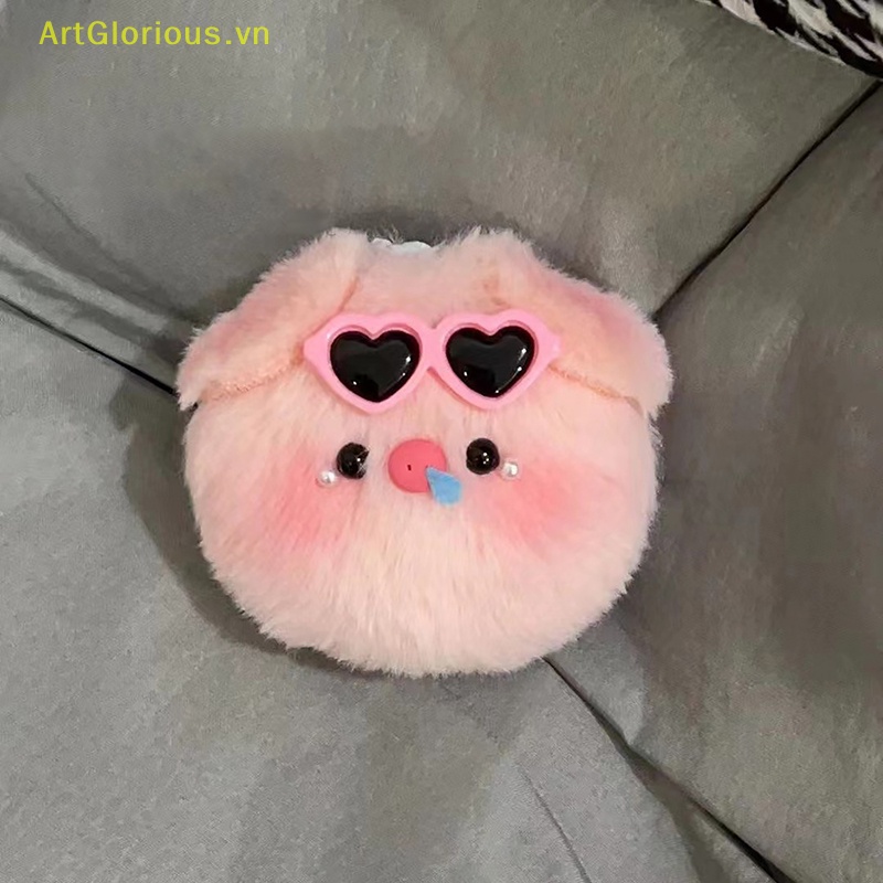 Móc Khóa Heo Nhồi Bông Mềm Mại Đeo Kính Mát Đính Ngọc Trai Dễ Thương
