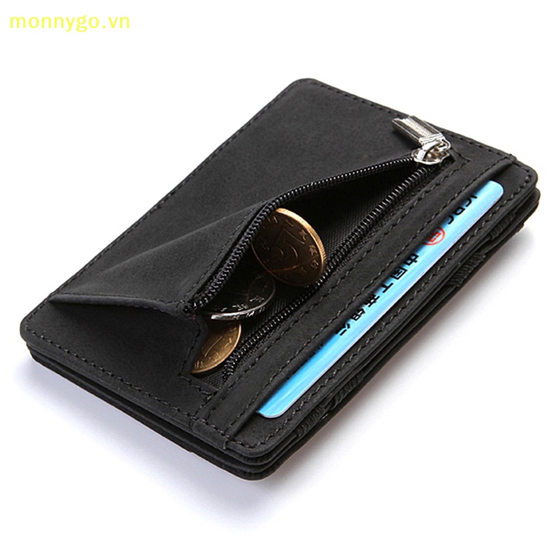 Monnygo magic wallet magic money kẹp dây kéo tiền xu ví ví unisex ví da pu vn
