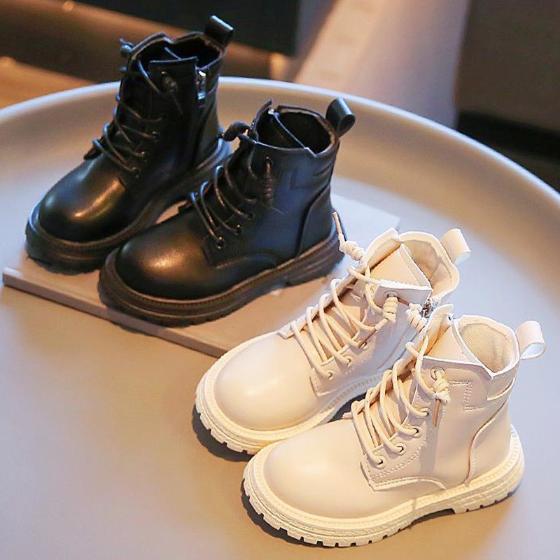 Trẻ em martin boots cô gái thời trang phong cách anh martin boots bé trai ống ngắn màu cam thời trang non-slip boots