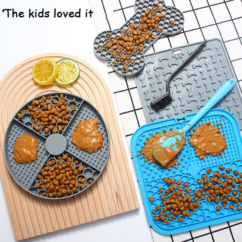 Thức ăn chậm cho thú cưng thảm thức ăn cấp silicone an toàn không mùi với cốc hút nhiều kiểu dáng và màu sắc cho mèo và chó thảm ăn uống