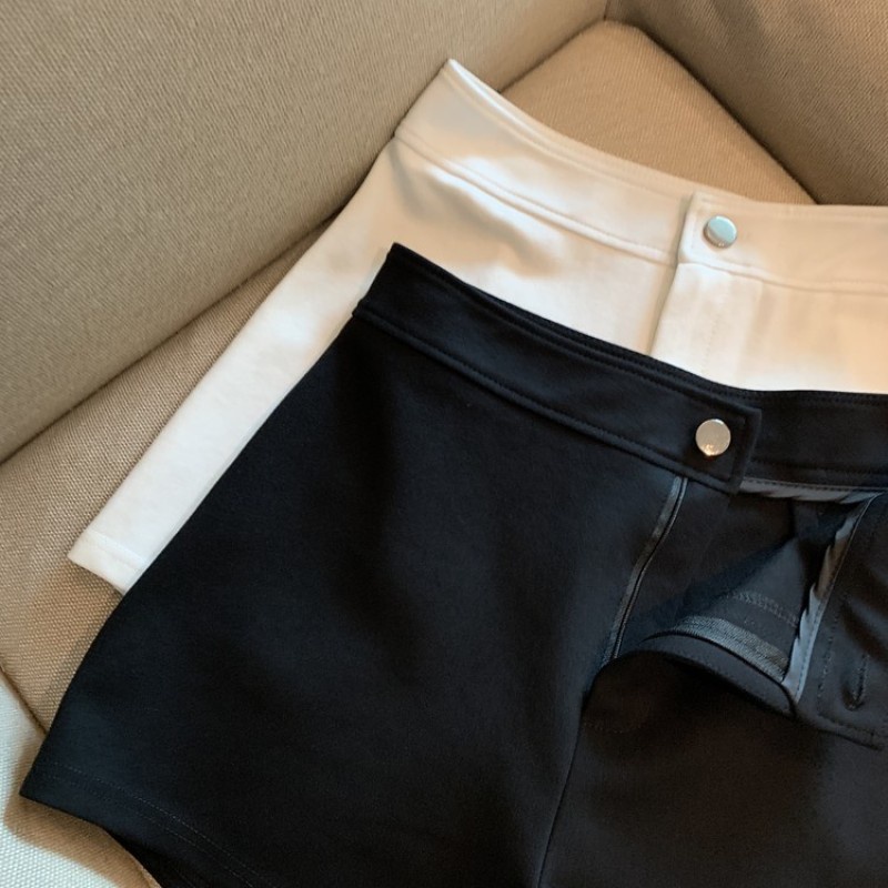 Đơn giản màu rắn đơn giản quần short cạp cao co giãn skinny
