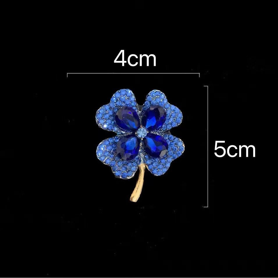 Ghim Cài Áo Hình Cỏ Bốn Lá Đính Đá Pha Lê Cao Cấp Dành Cho Nữ