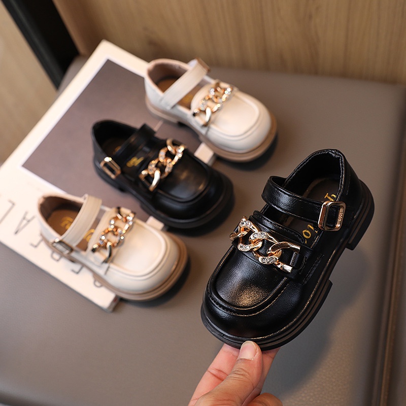 Giày công chúa cho trẻ em cô gái màu đen giày đi học cô gái giày lười biểu diễn