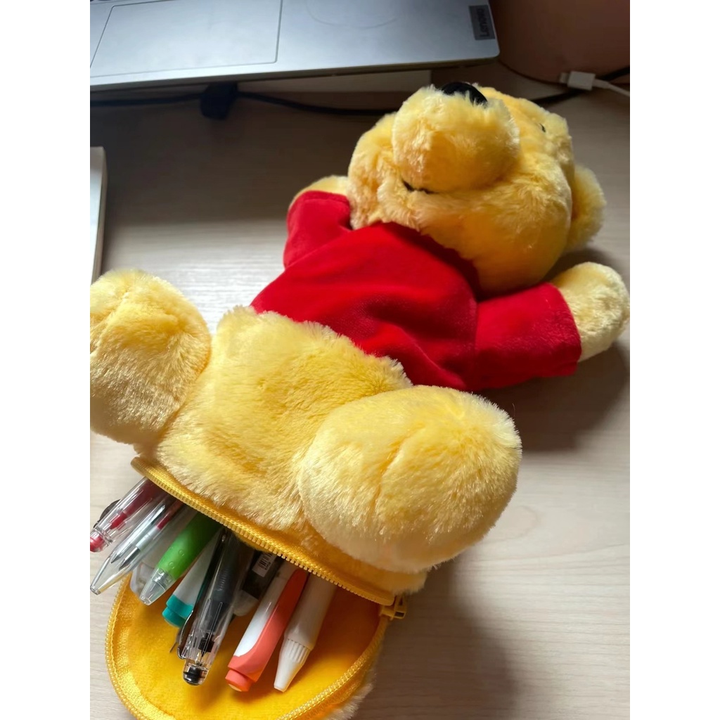 Dễ thương stitch winnie bear puff bear pen bag storage hộp văn phòng phẩm dây kéo sang trọng búp bê sang trọng