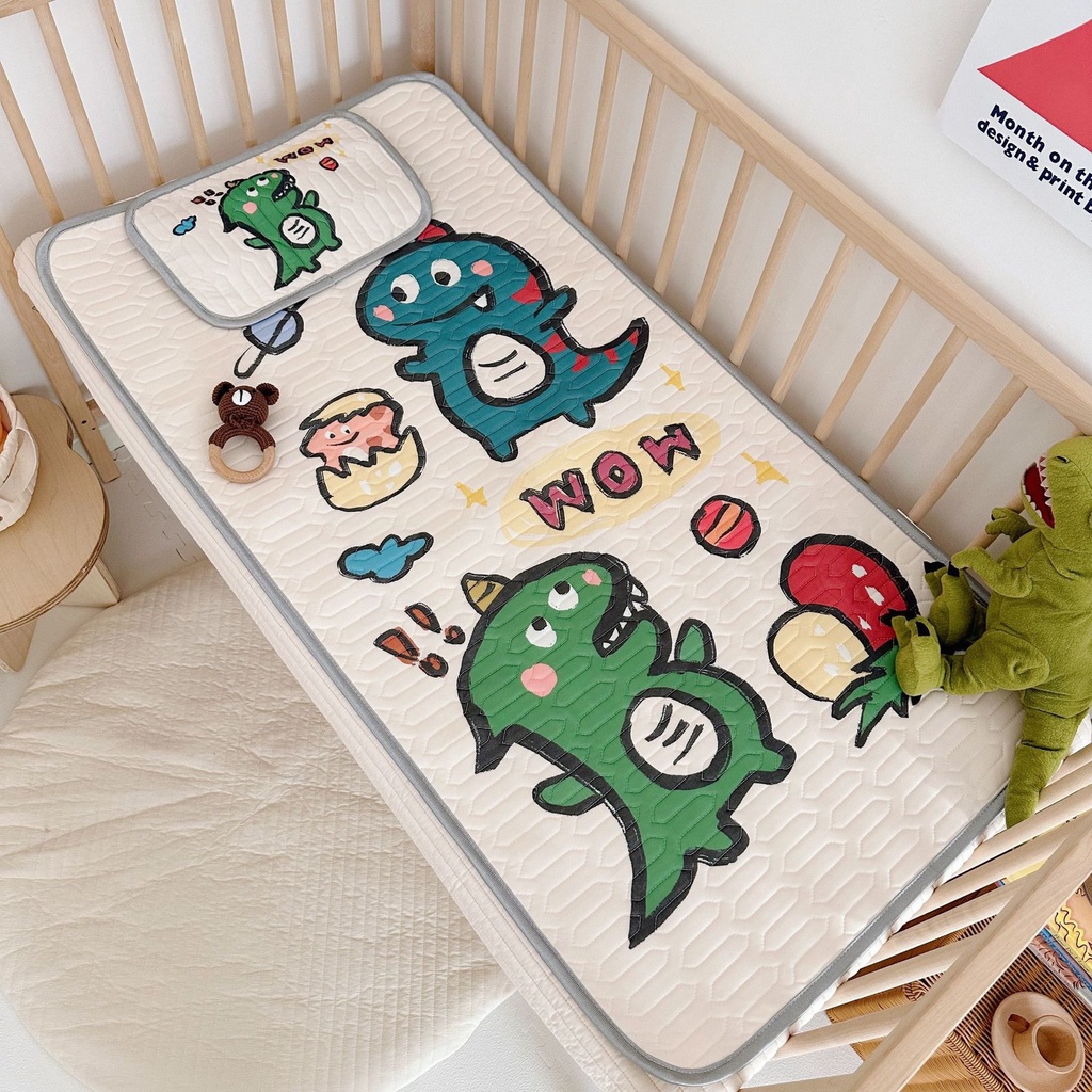 ★2PCS/Set ★Chiếu Điều Hoà Cao Su Non Tặng Kèm Gối Cho Bé ,Chiếu Cao Su Non 5D Thoáng Mát Cho Bé Từ Sơ Sinh 60 * 120cm