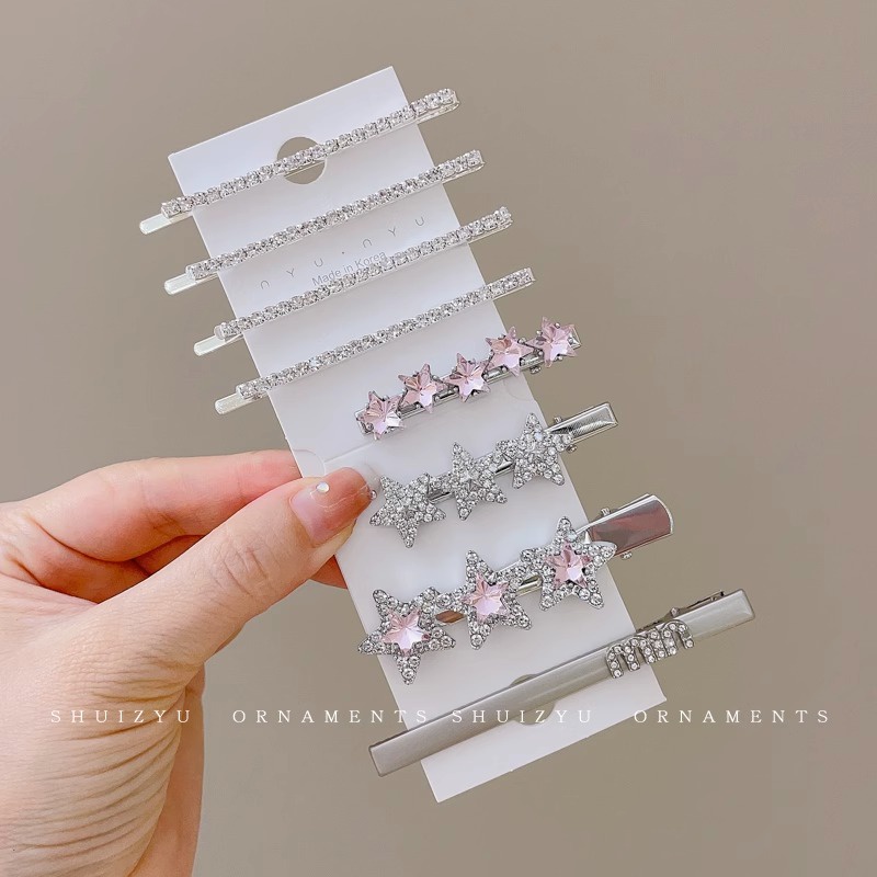 Y2k star hairpin thời trang cao cấp nước kim cương cao cấp bộ kẹp tóc kim loại cao cấp