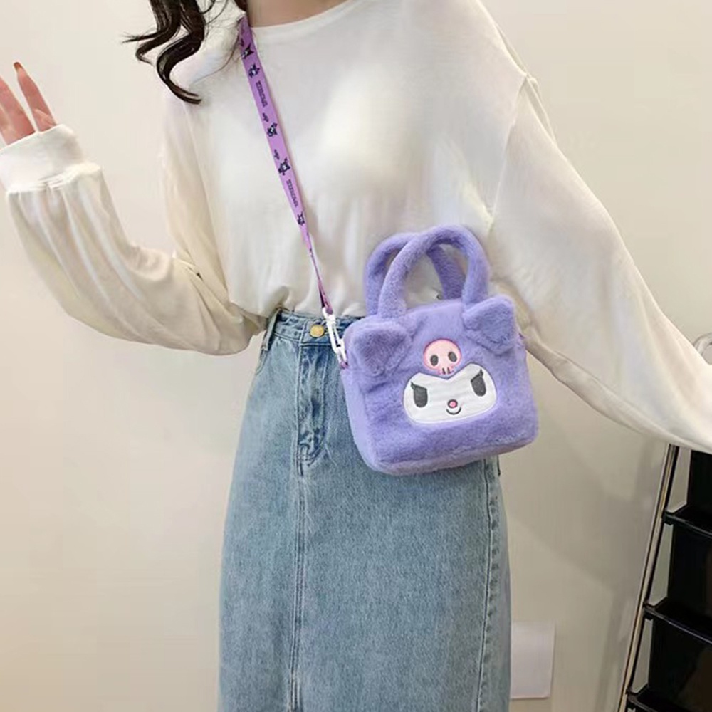 Túi nữ sanrio kulomi / cincin dog / my melody / pudin dog / spongebob squarepants / strawberry bear plush bag toy girl messenger bag gift for friends