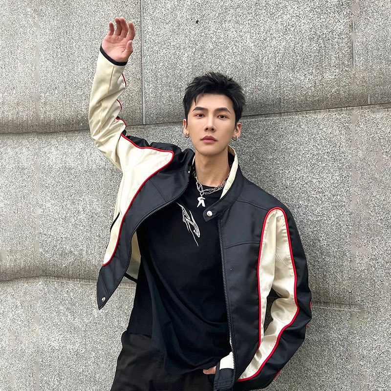 Áo khoác VUNC tay dài dáng rộng phong cách đi xe máy thời trang cá tính