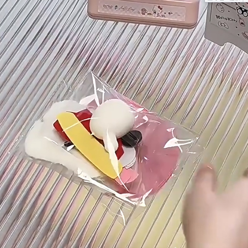 Strawberry bear kt cat plush doll handmade diy material bag homemade spit bubble squeak cartoon doll house phụ kiện