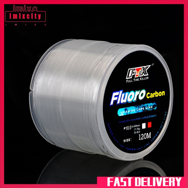 Imixcity 1 cuộn dây câu cá tráng fluorocarbon 120m 5lb-34lb dòng chính dòng phụ câu cá lure chìm