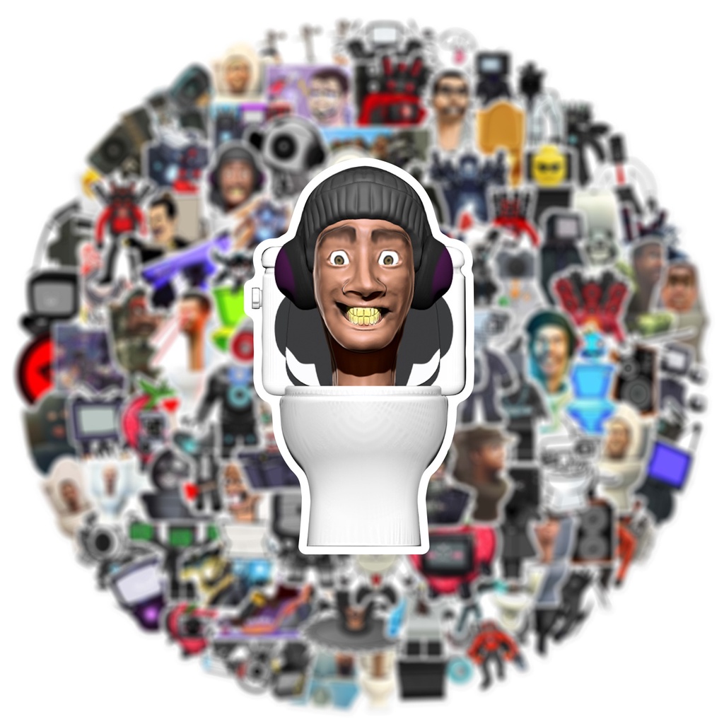 100 cái / bộ skibidi toilet tv man stickers cho trẻ em hình dán trò chơi hình dán trò chơi thực tế hình dán cốc nước