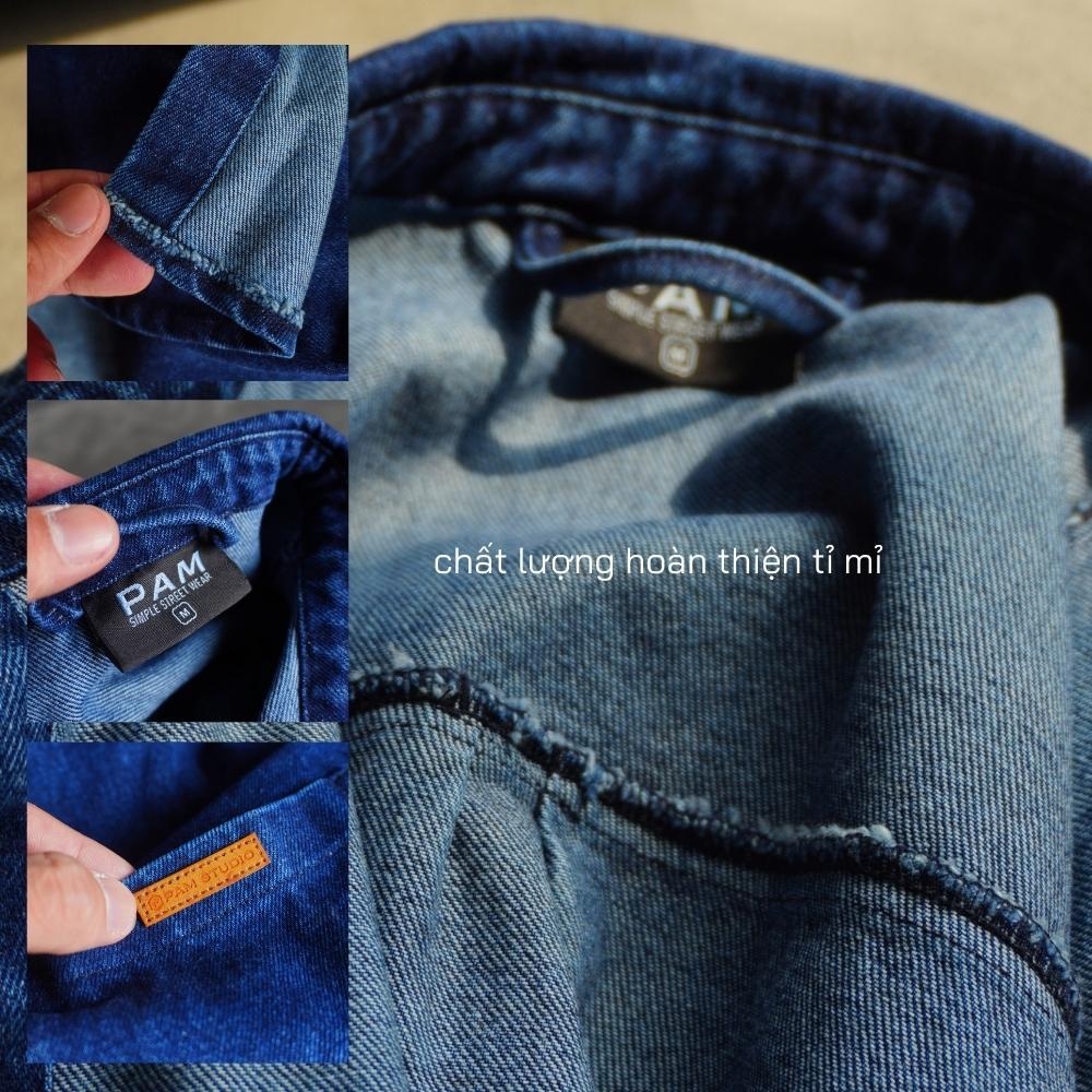 Áo khoác jeans denim PAMSTUDIO L15 Áo khoác Jean Bò Unisex Dày Dặn Đứng Form Bền Màu không co
