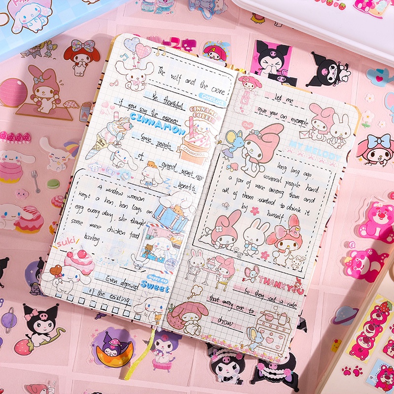 Set 100 sticker Dán Chống Thấm Nước Hình sanrio kuromi mymelody Dễ Thương
