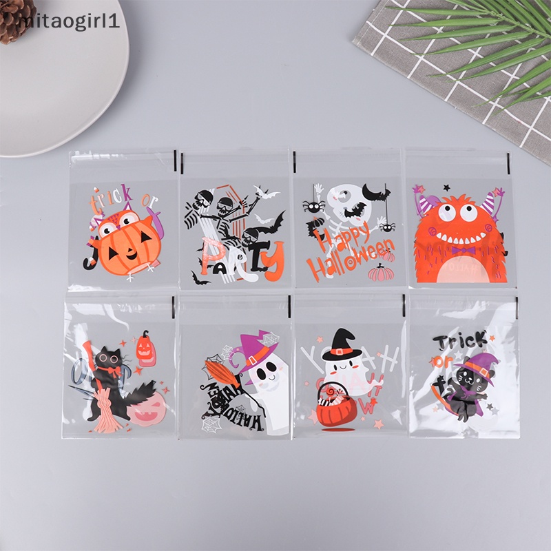 100 cái halloween kẹo nhựa bánh quy túi quà tự dính túi bọc đồ ăn nhẹ halloween đồ trang trí tiệc đồ dùng cho trẻ em quà tặng boutique