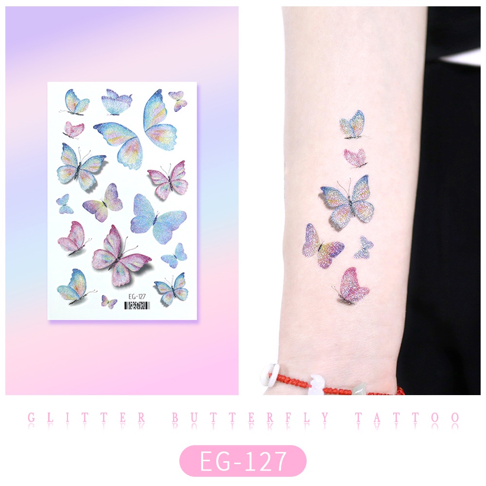 Hình Xăm Dán Tạm Thời Hình Bướm Lấp Lánh