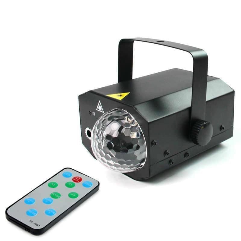 Đèn Laser LED Xoay 7 Màu Cảm Biến Nháy Theo Nhạc, Trang Trí Vũ Trường, Phòng Karaoke, Đèn Phòng Bay