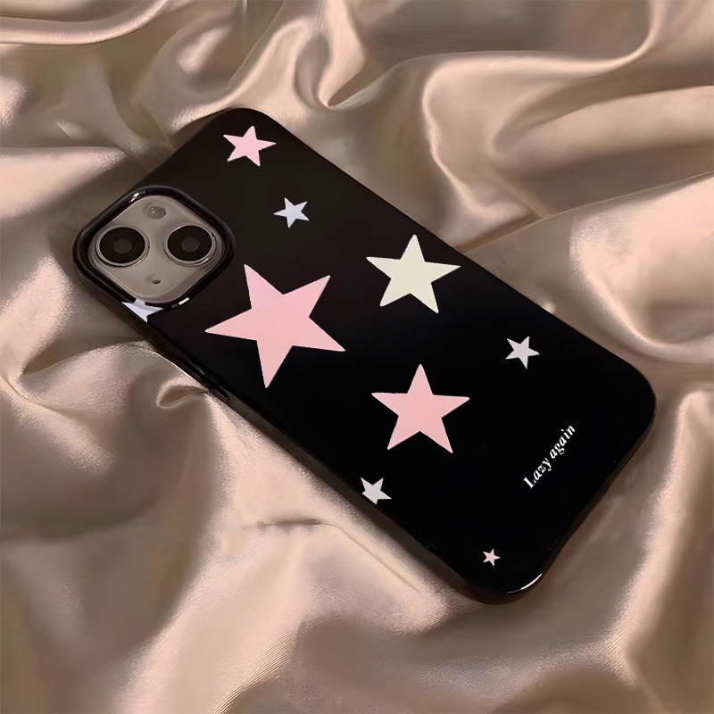 Ôp Điện Thoại Silicon Dẻo Họa Tiết Ngôi Sao Màu Hồng Tươi Sáng Cho iphone 14 13 12 11 pro xs max x xr 7 + 8 plus Ốp