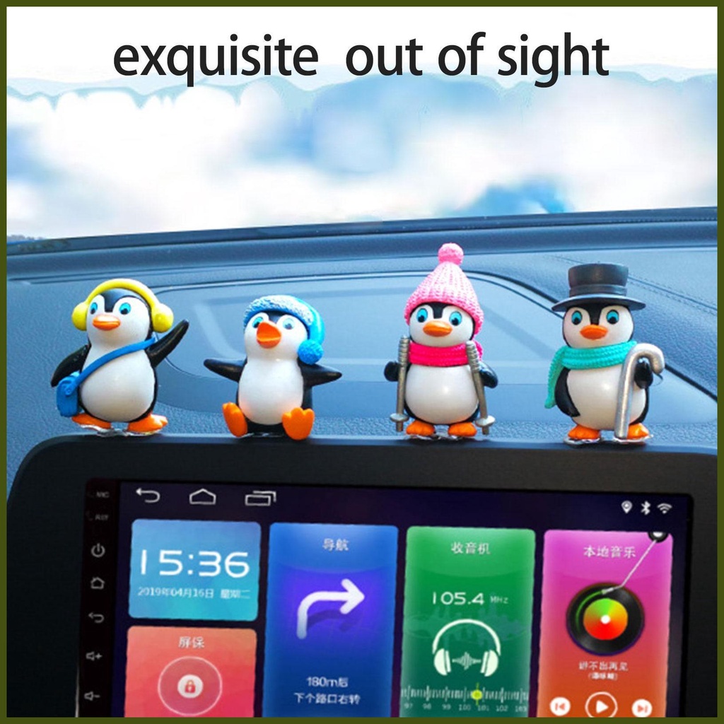 Trang trí bảng điều khiển ô tô penguin penguin đồ trang trí tượng động vật trang trí mini penguin figures cartoon trung tâm dễ thương tongvn