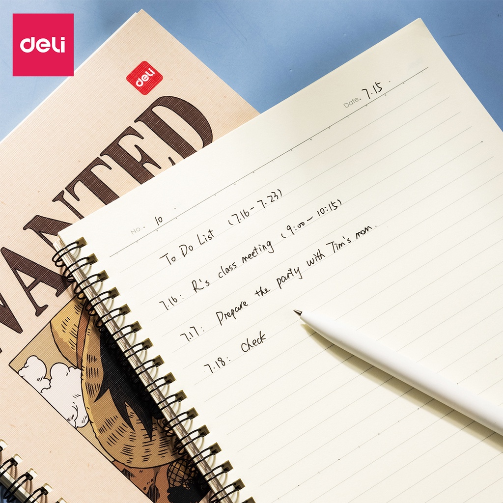 Sổ gáy xoắn kẻ ngang Deli - Họa tiết One Piece, Khổ kẻ ngang, B5 120 trang màu ngẫu nhiên - EN004