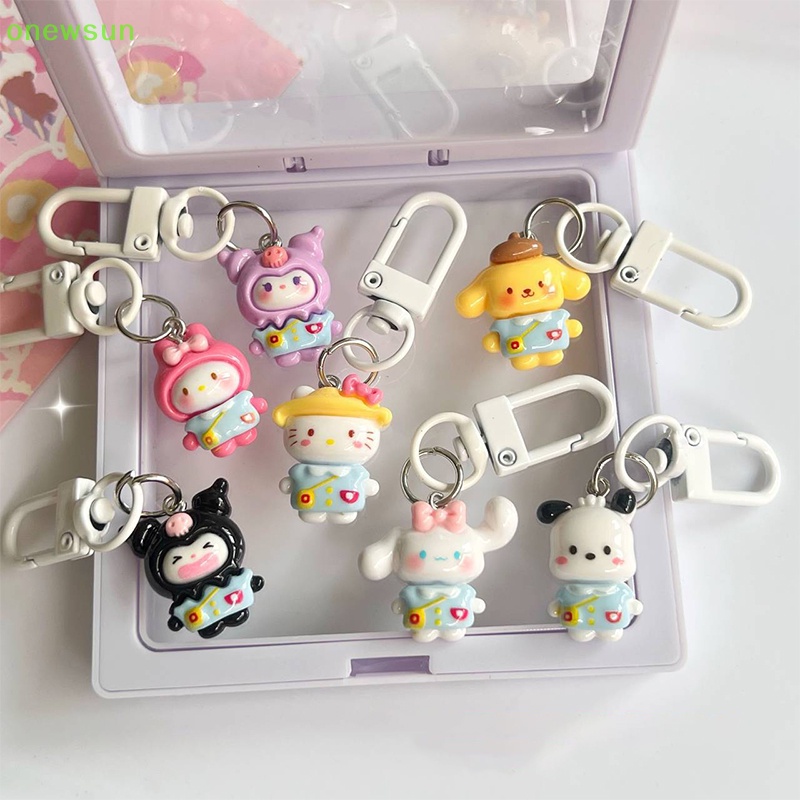 Onewsun kawaii sanrio kuromi hello kitty cinnamon dog keychain phim hoạt hình dễ thương móc khóa xe hơi mặt dây chuyền trang trí ba lô đi học quà tặng đồ chơi trẻ em mới
