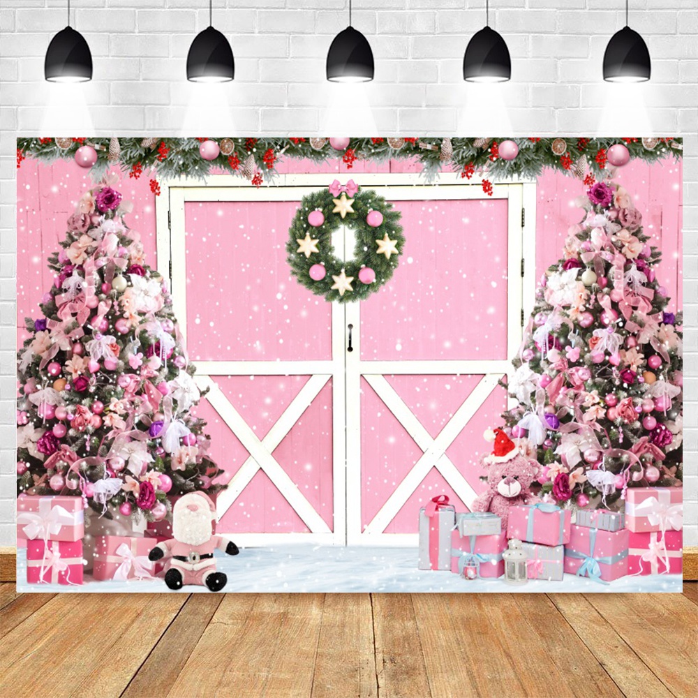 Giáng sinh lò sưởi phông nền xmas cây barn cửa gỗ chụp ảnh nền mùa đông gia đình kỳ nghỉ trang trí biểu ngữ