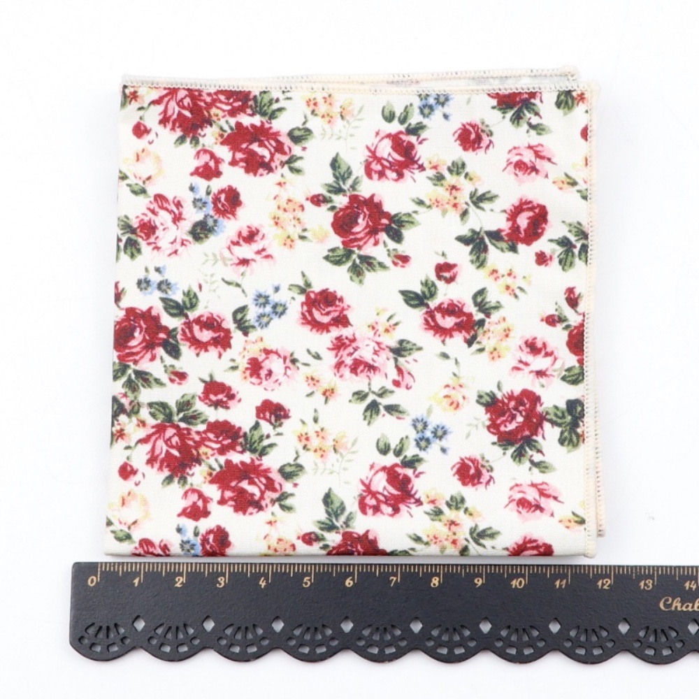 Khăn Tay Cotton Vuông In Họa Tiết Hoa Vintage Cho Nam Nữ