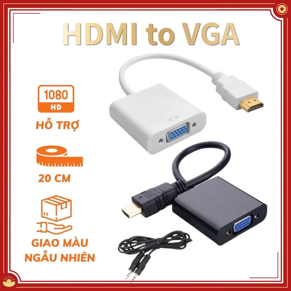 Cáp chuyển đổi HDMI to VGA HDMI cáp HDMI sang VGA có Audio cao cấp dài 20cm Full HD 1080P