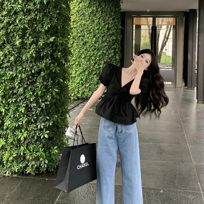 Áo Kiểu Tay Ngắn Cổ Chữ V Thời Trang Dành Cho Nữ